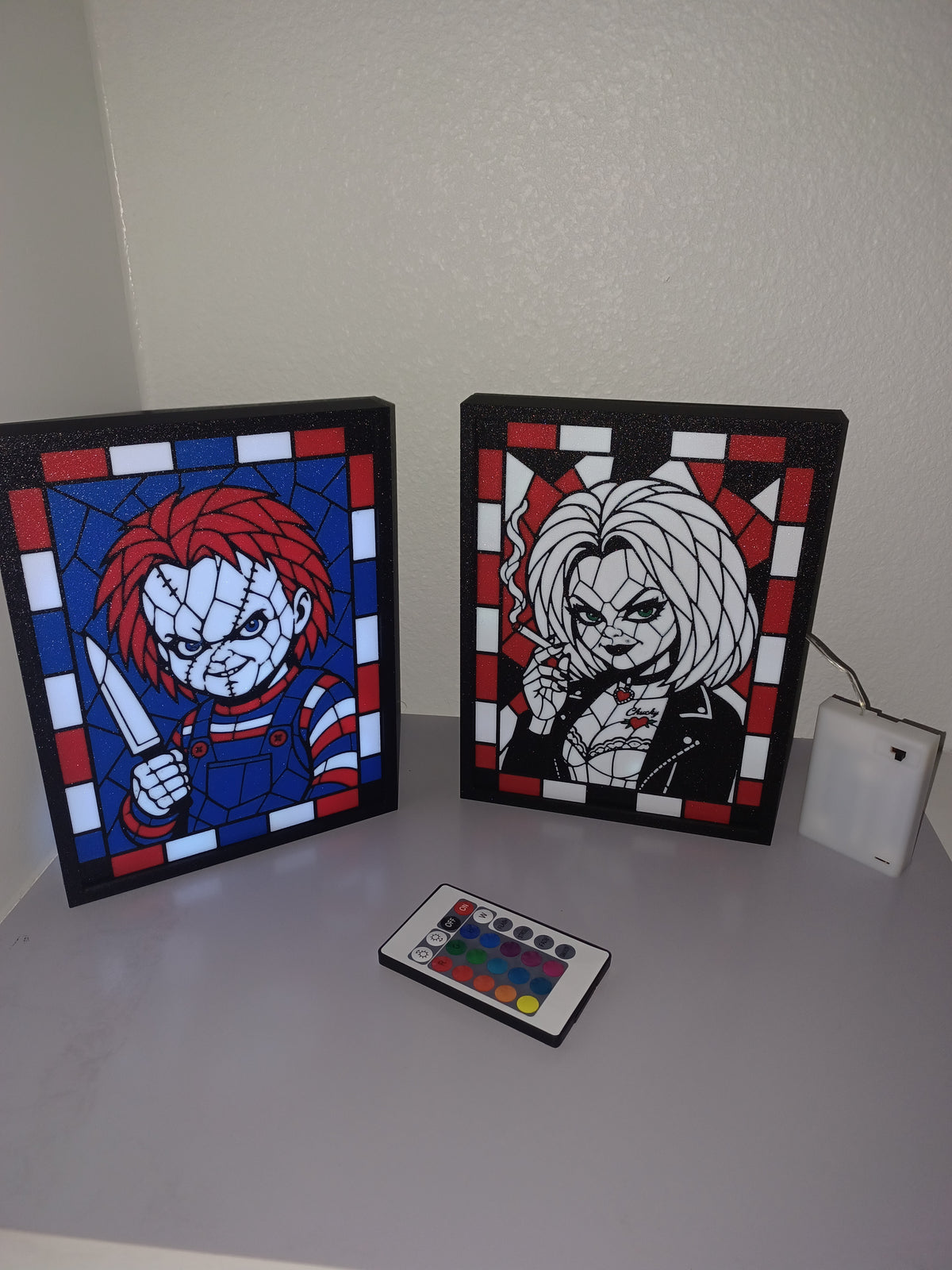 Chucky and Tiffany Light Boxes