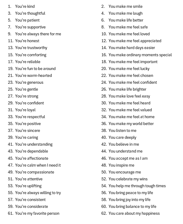 Reasons Why I Love You